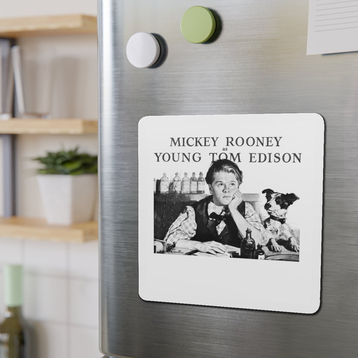 Mickey Rooney as Young Tom Edison, Woman's Home Companion, April 1940 (Magazine Illustration) Refrigerator Magnet