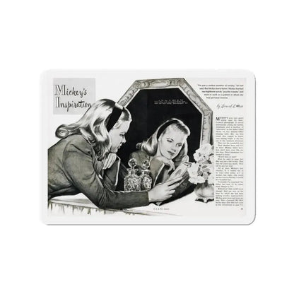 Mickey's Inspiration, Miss America magazine, October 1945 (Magazine Illustration) Refrigerator Magnet 3 Inch Die-Cut - The Sticker Space