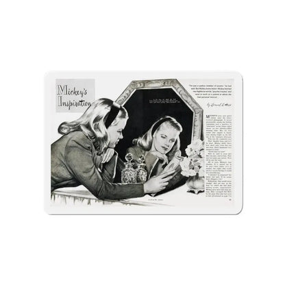 Mickey's Inspiration, Miss America magazine, October 1945 (Magazine Illustration) Refrigerator Magnet 6 Inch Die-Cut - The Sticker Space