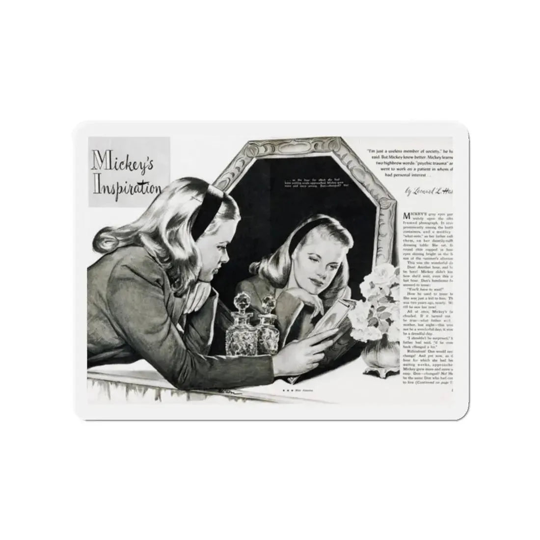 Mickey's Inspiration, Miss America magazine, October 1945 (Magazine Illustration) Refrigerator Magnet - The Sticker Space