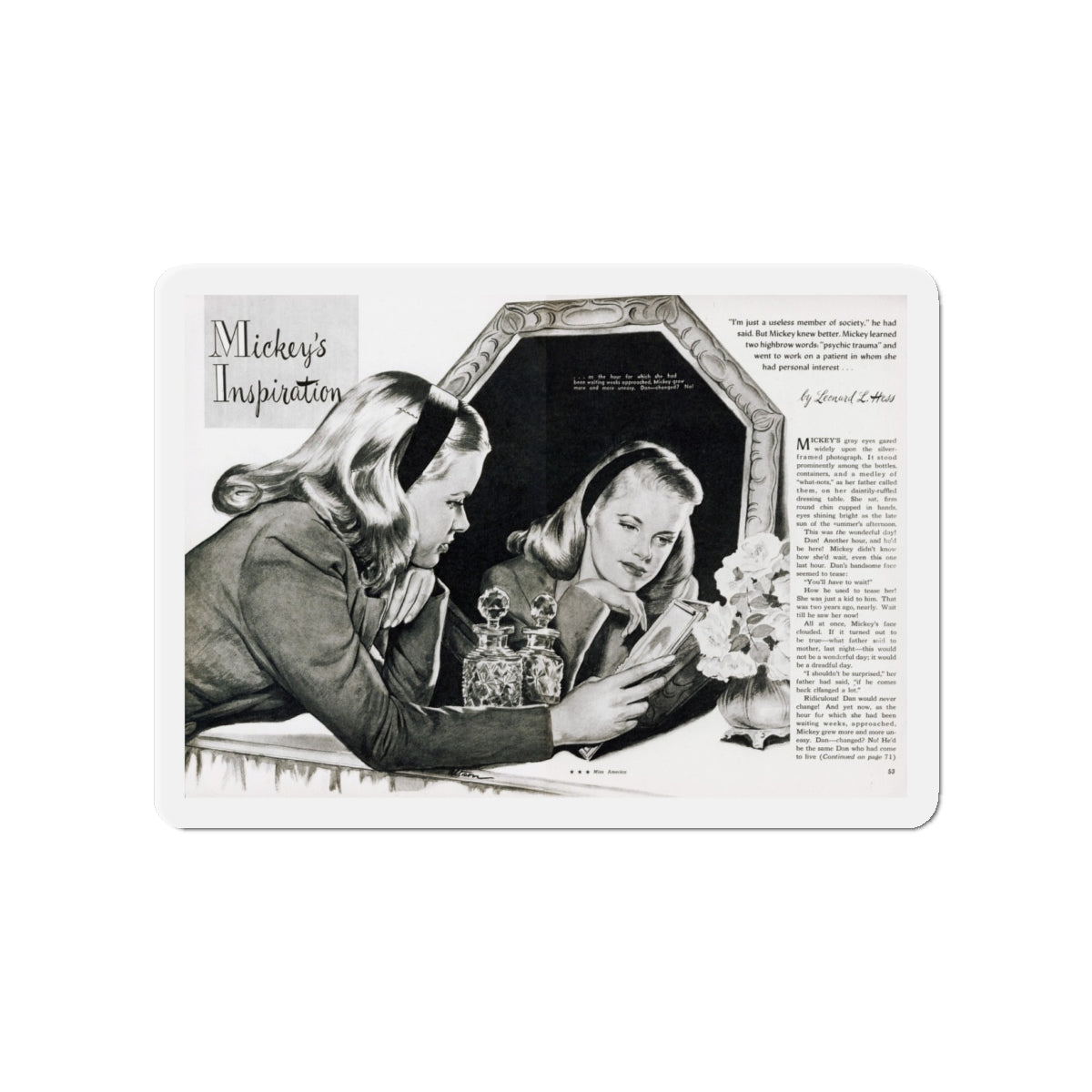 Mickey's Inspiration, Miss America magazine, October 1945 (Magazine Illustration) Refrigerator Magnet