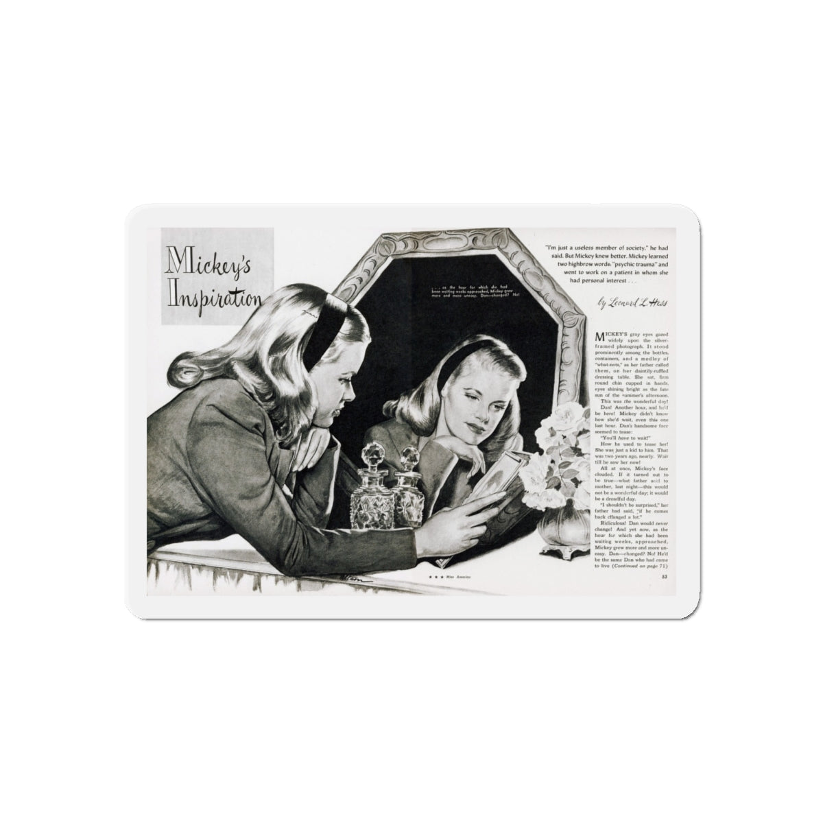 Mickey's Inspiration, Miss America magazine, October 1945 (Magazine Illustration) Refrigerator Magnet