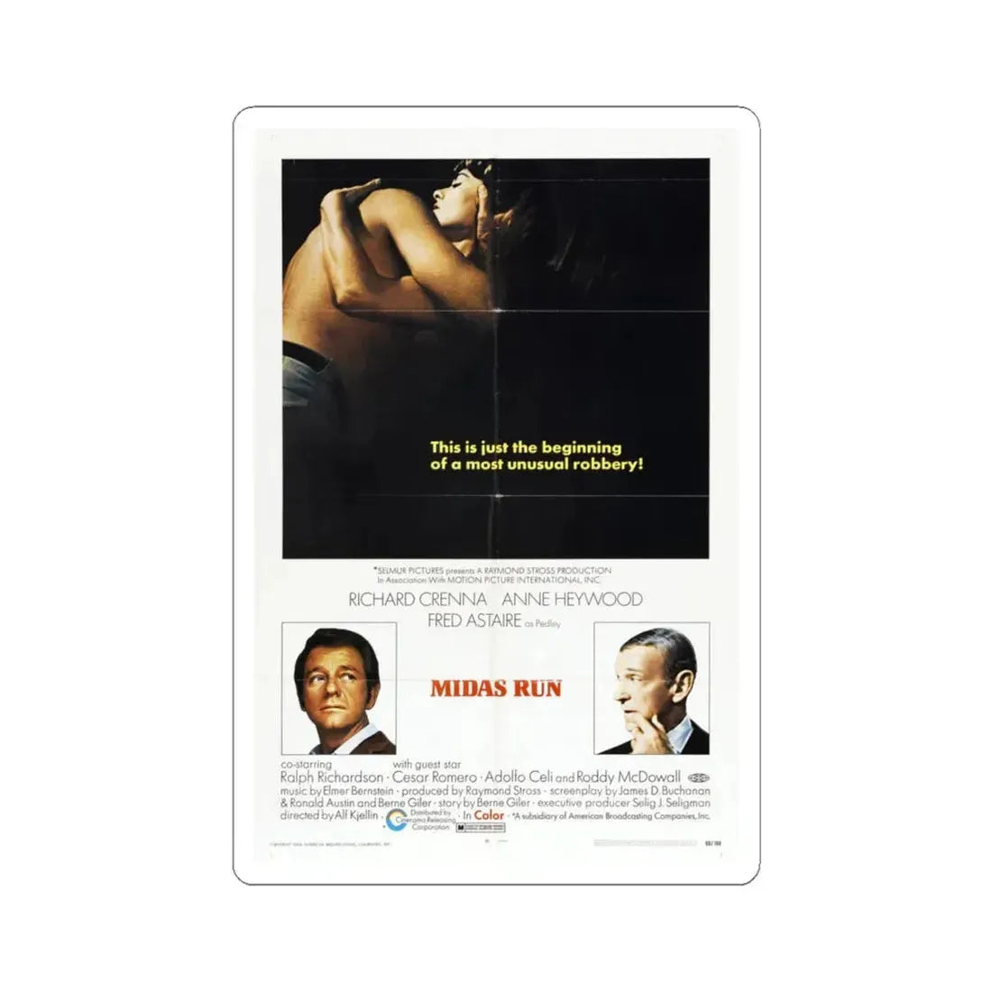 Midas Run 1969 Movie Poster - STICKER Vinyl Kiss-Cut Decal 4 Inch White - The Sticker Space