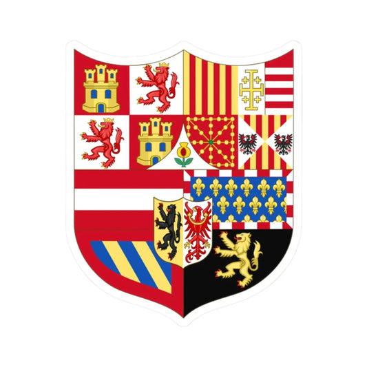 Middle Arms of Carles V Holy Roman Emperor Charles I as King of Spain (Germany) (Coat of Arms) STICKER Vinyl Kiss-Cut Decal 2 Inch White - The Sticker Space