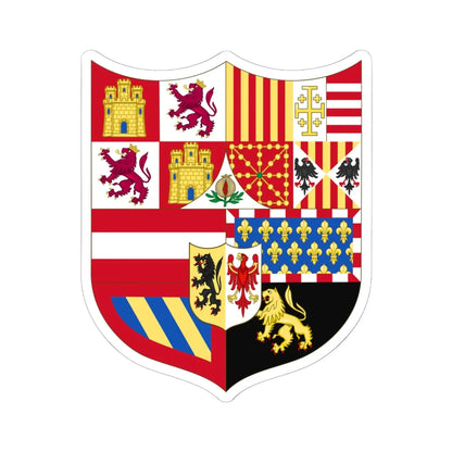 Middle Arms of Charles I of Spain Charles V as Holy Roman Emperor-Middle 1530-1556 (Spain) (Coat of Arms) STICKER Vinyl Kiss-Cut Decal 6 Inch White - The Sticker Space
