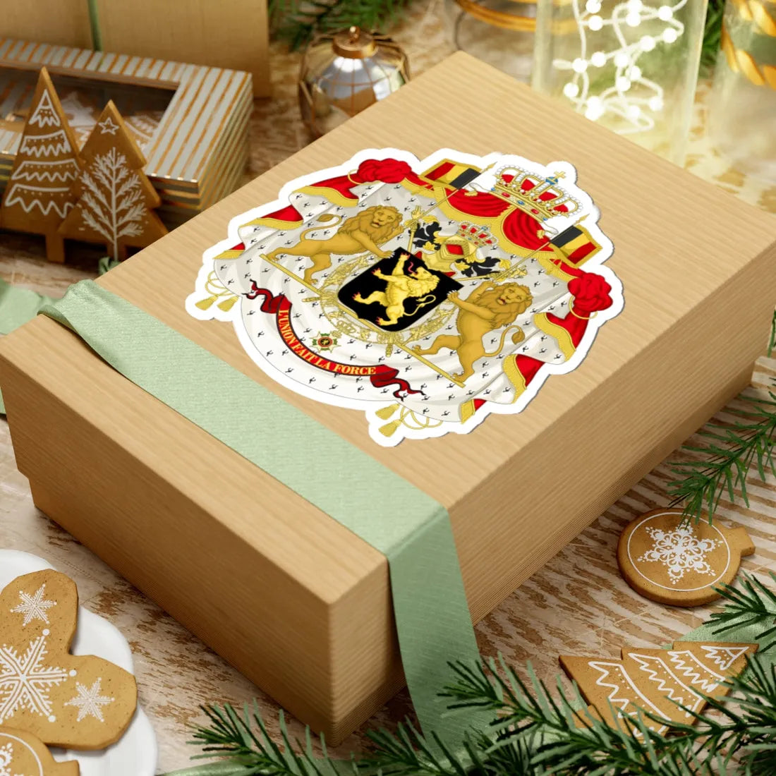 Middle coat of arms of Belgium (Belgium) (Coat of Arms) STICKER Vinyl Kiss-Cut Decal - The Sticker Space