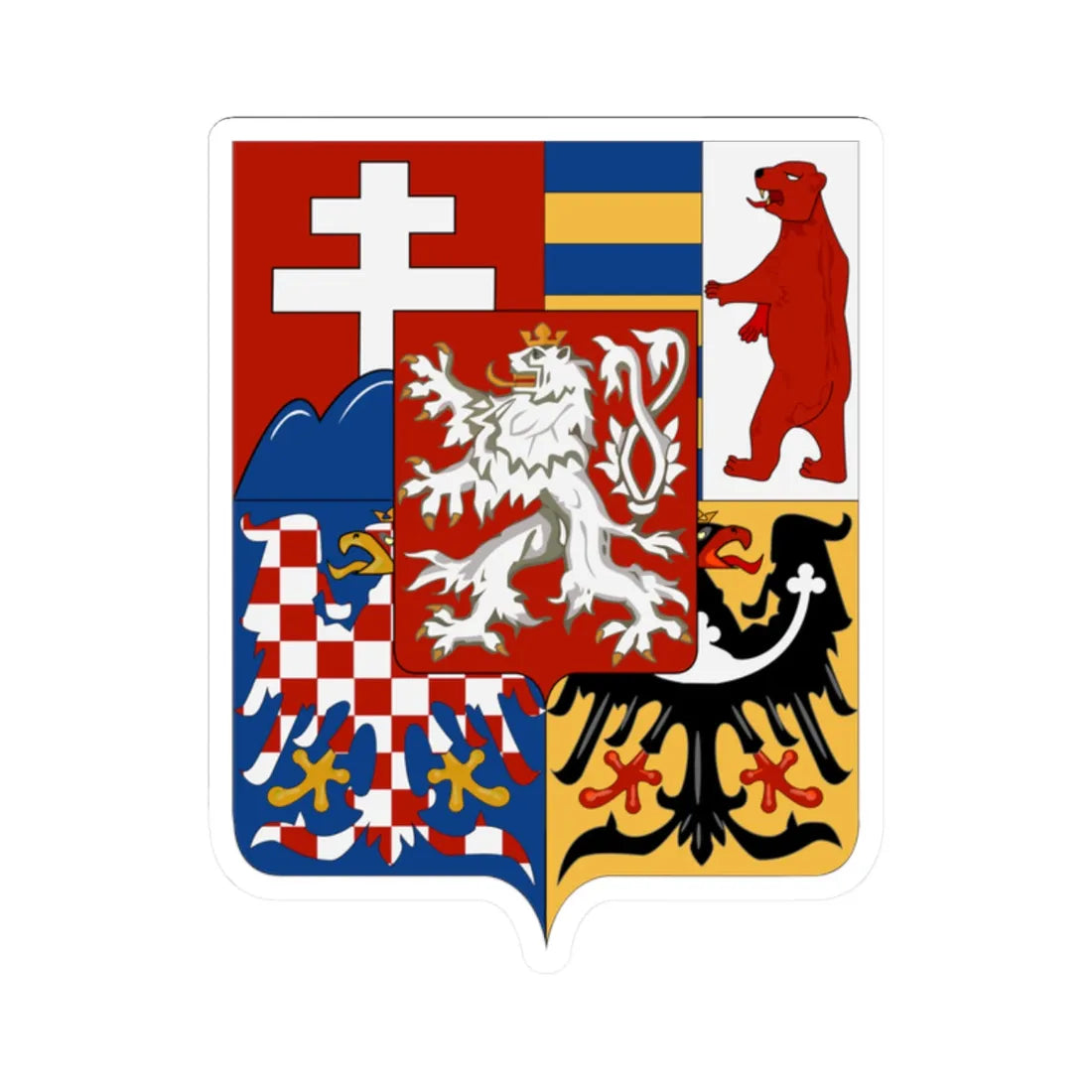 Middle coat of arms of Czechoslovakia (Slovakia) (Coat of Arms) STICKER Vinyl Kiss-Cut Decal 2 Inch White - The Sticker Space