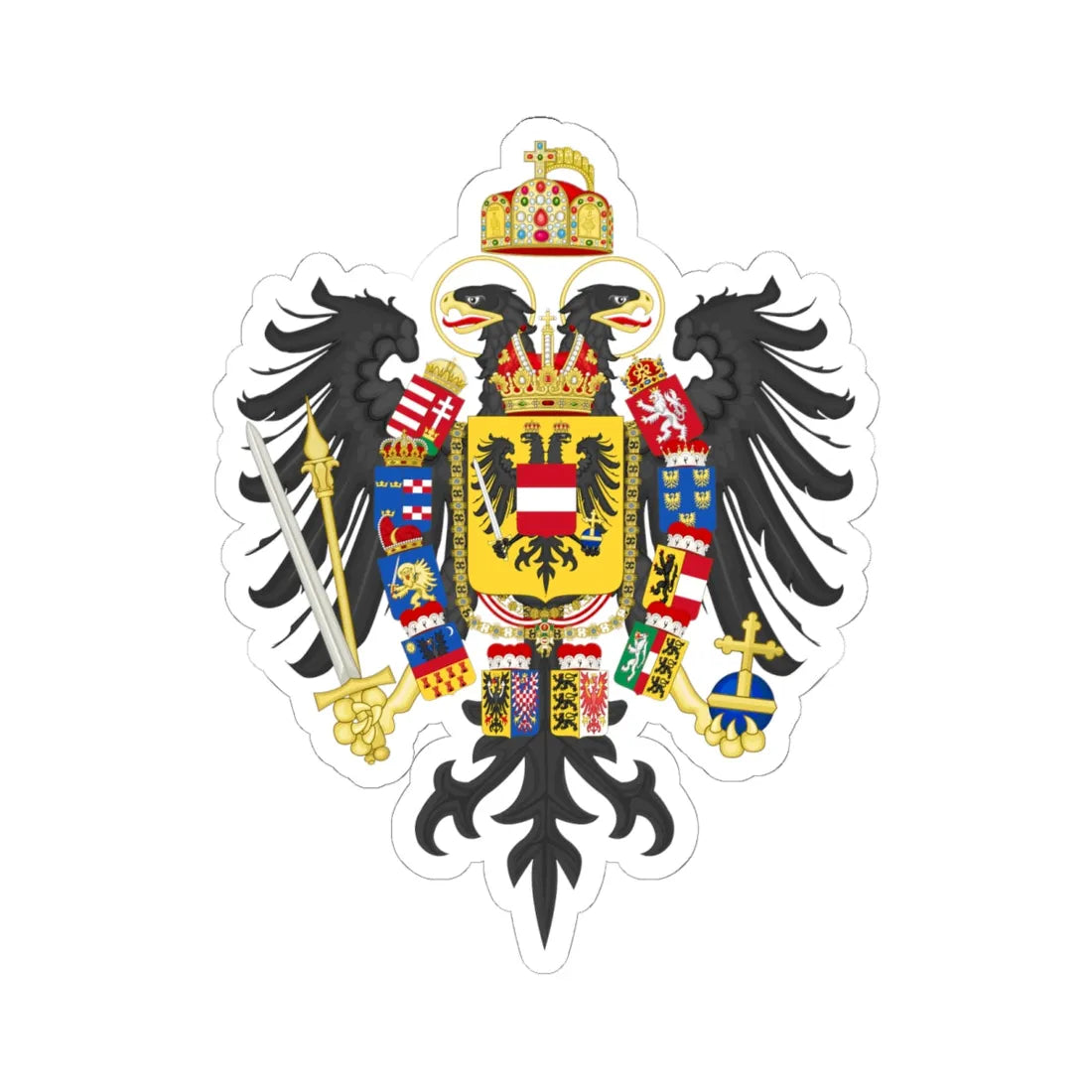 Middle Coat of Arms of Francis II Holy Roman Emperor 1804-1806 (Austria) (Coat of Arms) STICKER Vinyl Kiss-Cut Decal 6 Inch White - The Sticker Space