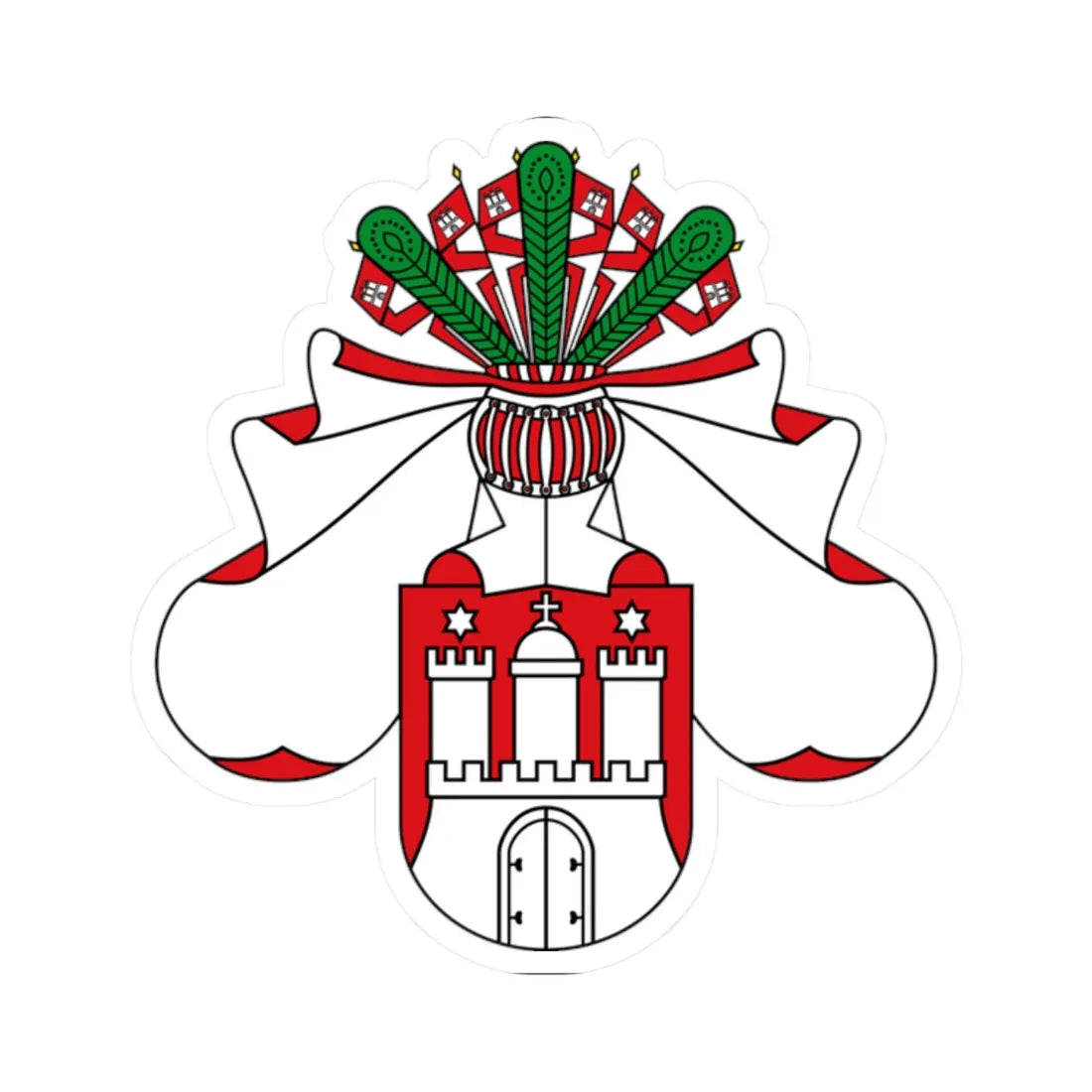 Middle Coat of arms of Hamburg (Germany) (Coat of Arms) STICKER Vinyl Kiss-Cut Decal 2 Inch White - The Sticker Space