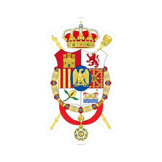 Middle Coat of Arms of Joseph Bonaparte as King of Spain type 2 (Spain) (Coat of Arms) STICKER Vinyl Kiss-Cut Decal 2 Inch White - The Sticker Space