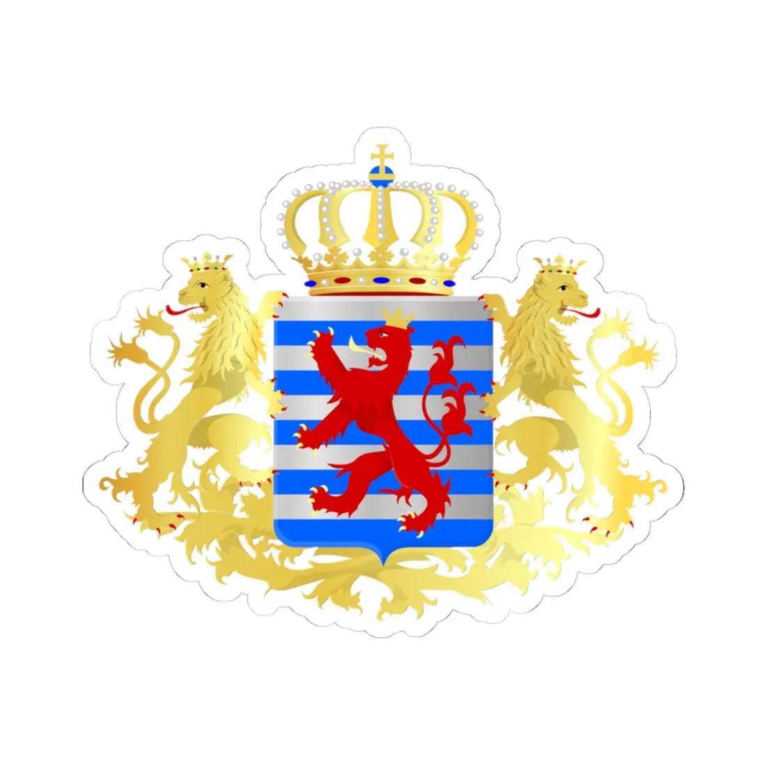 Middle-Coat-of-Arms-of-Luxembourg (Luxembourg) (Coat of Arms) STICKER Vinyl Kiss-Cut Decal 4 Inch White - The Sticker Space
