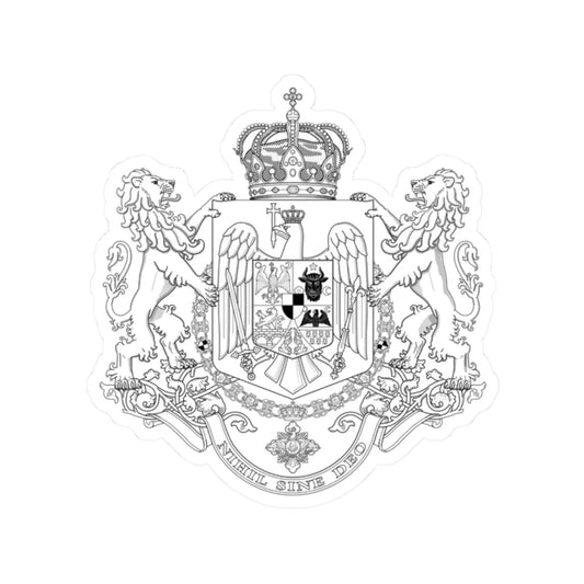 Middle Coat of Arms of Romania 1921 - 1947 BW (Oman) (Coat of Arms) STICKER Vinyl Kiss-Cut Decal 2 Inch White - The Sticker Space