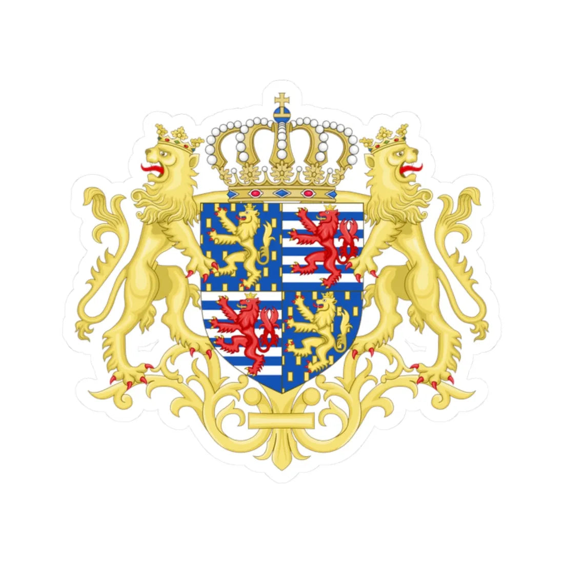 Middle coat of arms of the Grand Duke of Luxembourg 1898-2000 (Luxembourg) (Coat of Arms) STICKER Vinyl Kiss-Cut Decal 2 Inch White - The Sticker Space