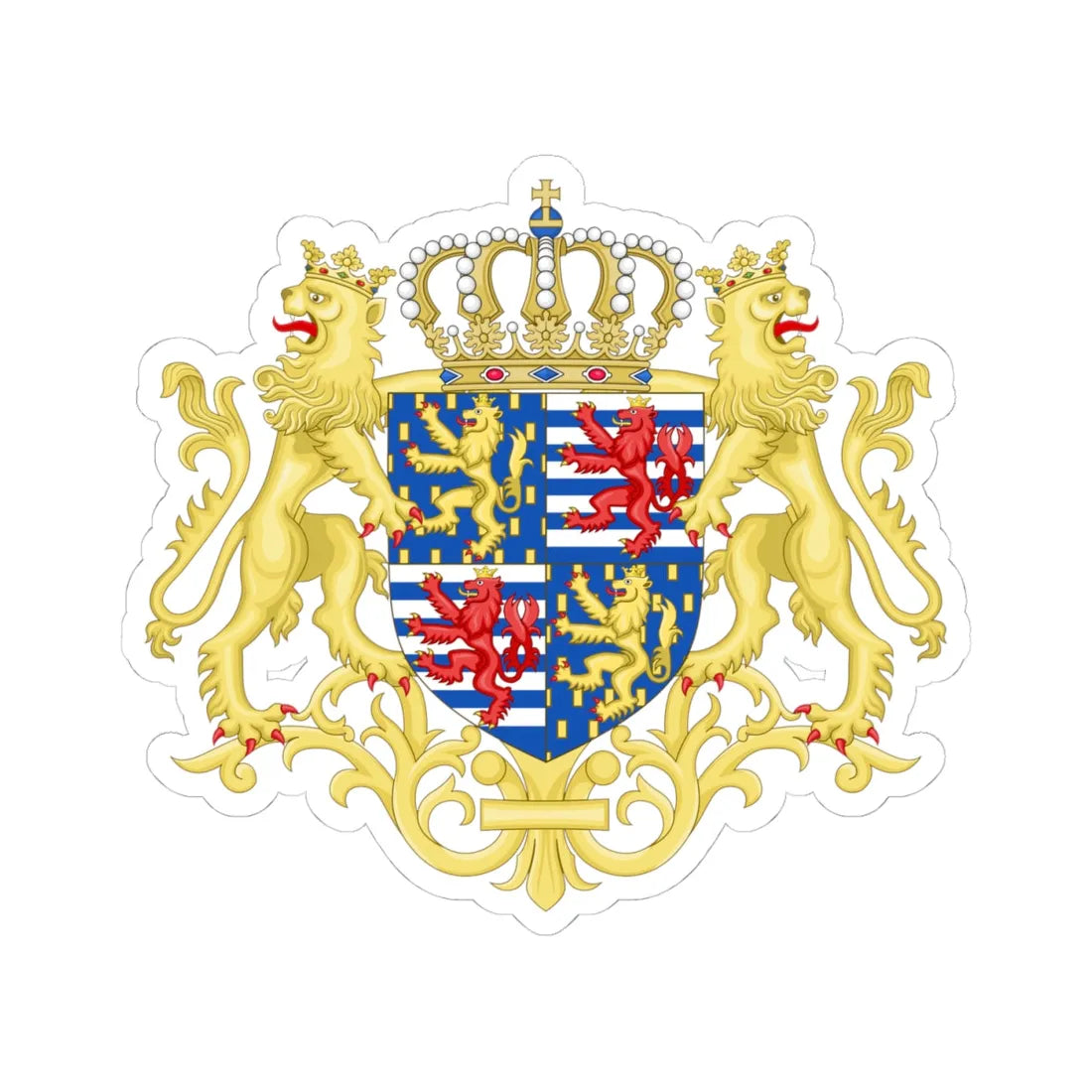Middle coat of arms of the Grand Duke of Luxembourg 1898-2000 (Luxembourg) (Coat of Arms) STICKER Vinyl Kiss-Cut Decal 4 Inch White - The Sticker Space