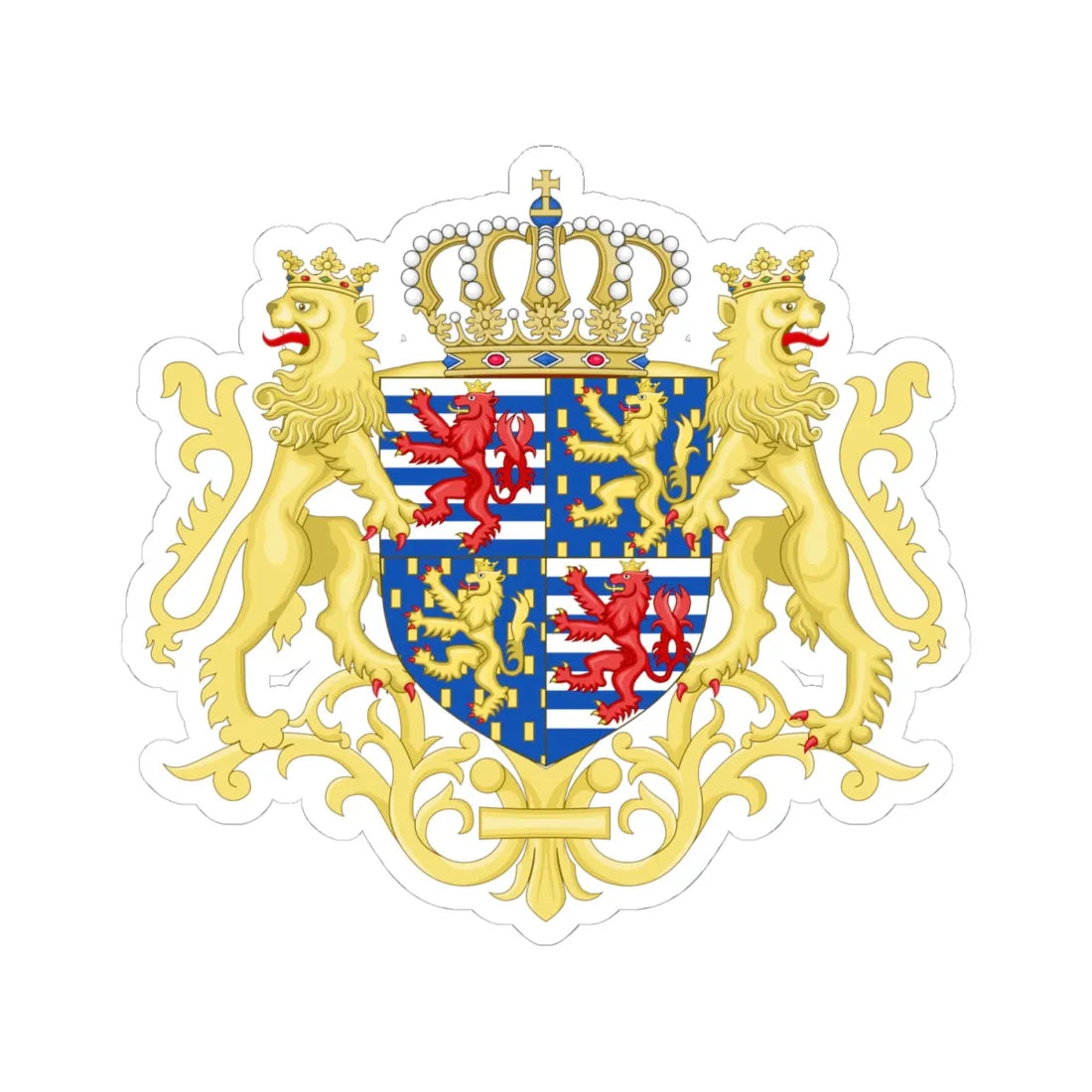 Middle coat of arms of the Grand Duke of Luxembourg 2000 (Luxembourg) (Coat of Arms) STICKER Vinyl Kiss-Cut Decal 4 Inch White - The Sticker Space