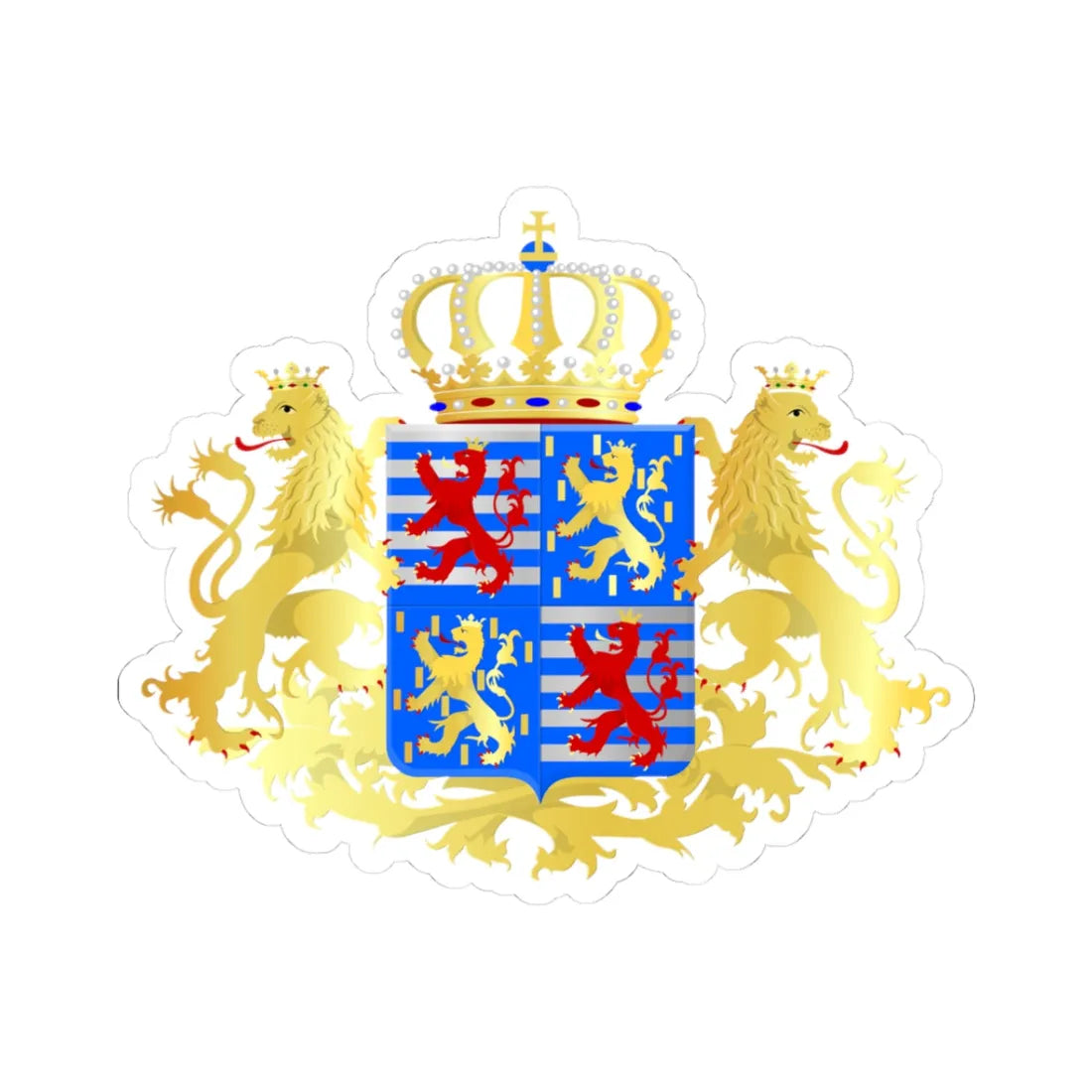 Middle coat of arms of the grand-duke of Luxembourg since 2000 (Luxembourg) (Coat of Arms) STICKER Vinyl Kiss-Cut Decal 3 Inch White - The Sticker Space