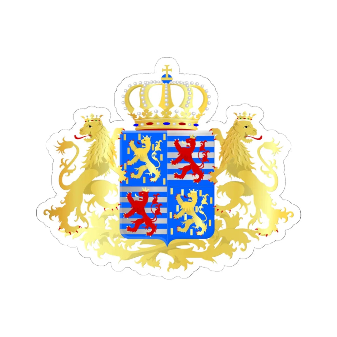 Middle coat of arms of the Grand Dukes of Luxembourg prior to 2000 (Luxembourg) (Coat of Arms) STICKER Vinyl Kiss-Cut Decal 6 Inch White - The Sticker Space