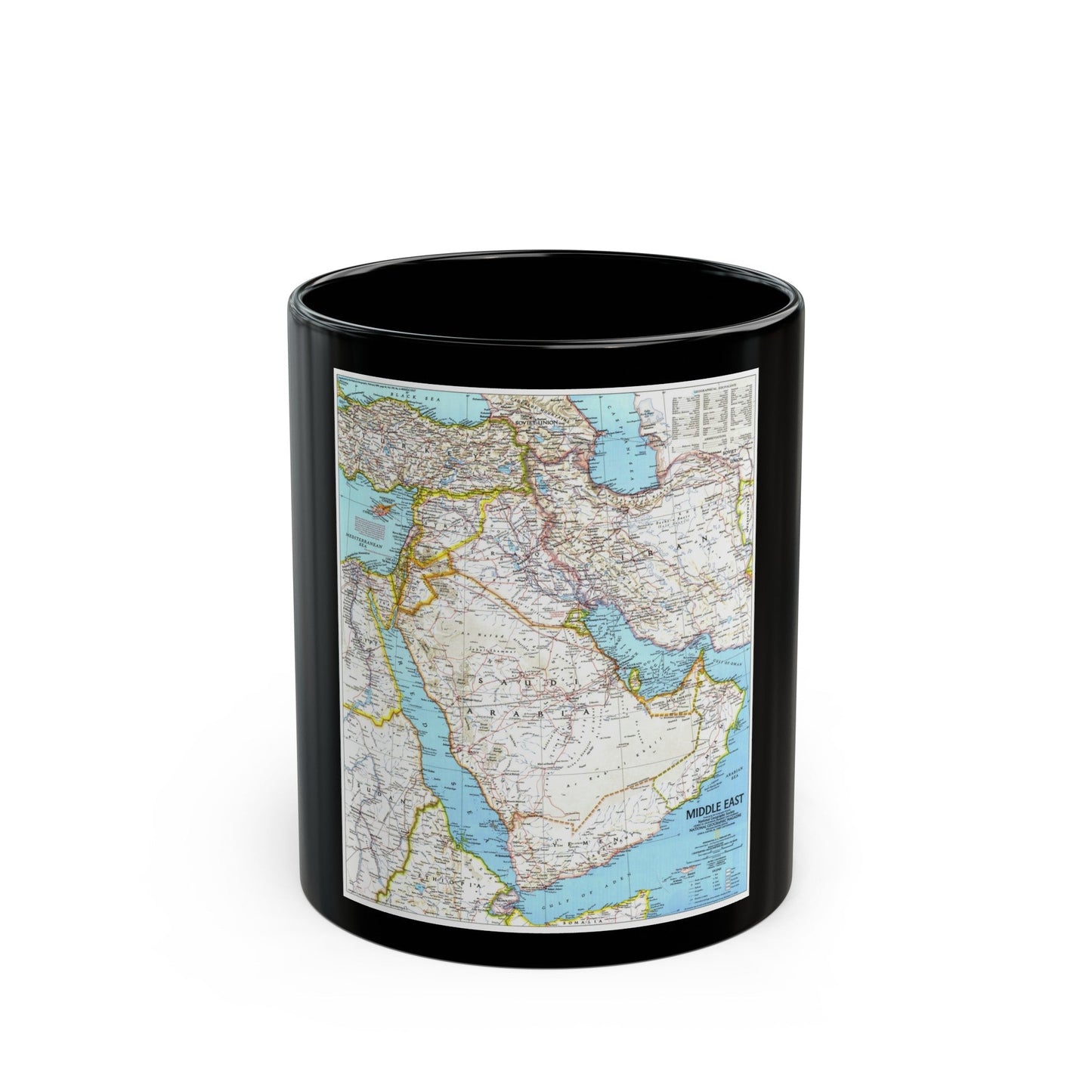 Middle East (1991) (Map) Black Coffee Mug-11oz-The Sticker Space