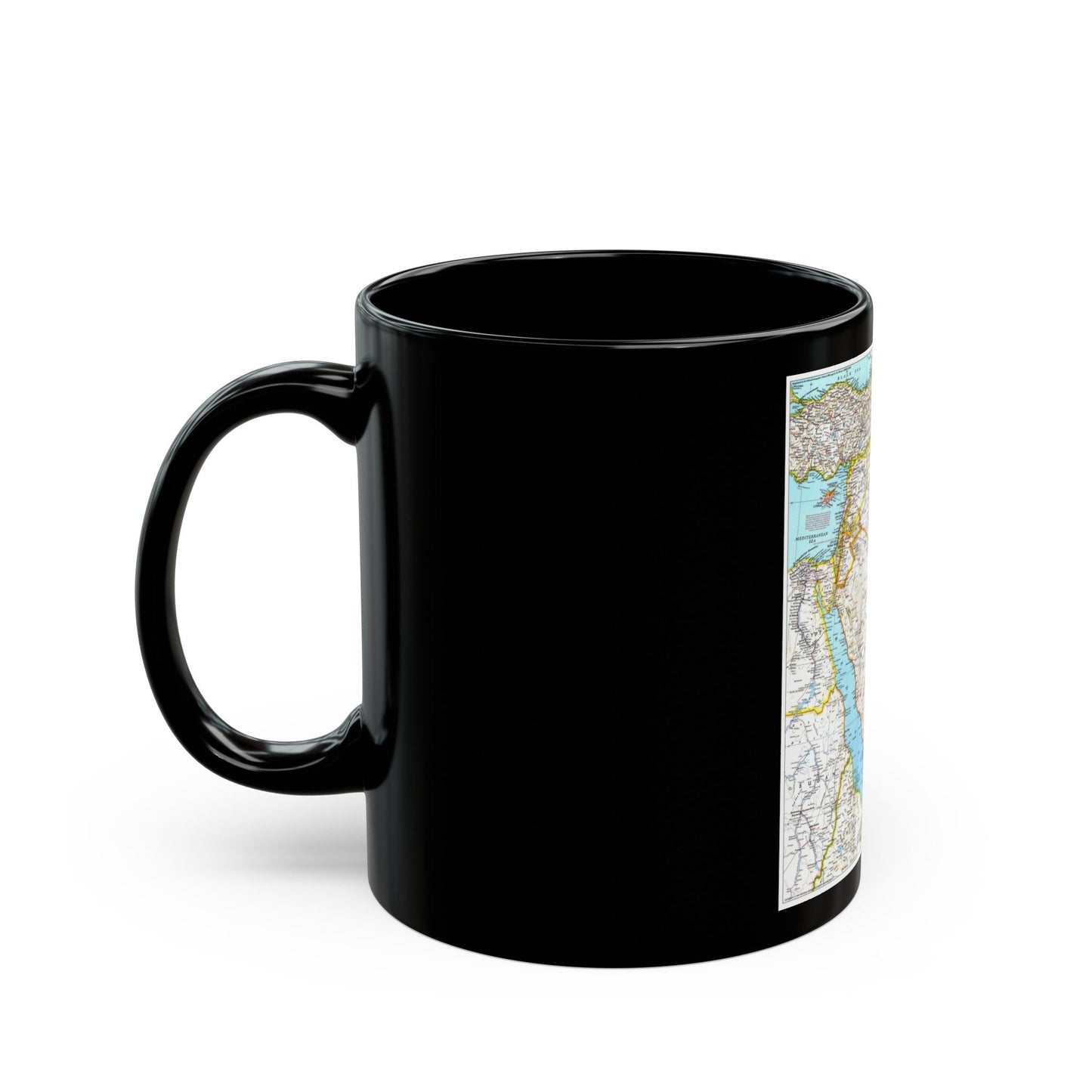 Middle East (1991) (Map) Black Coffee Mug-The Sticker Space