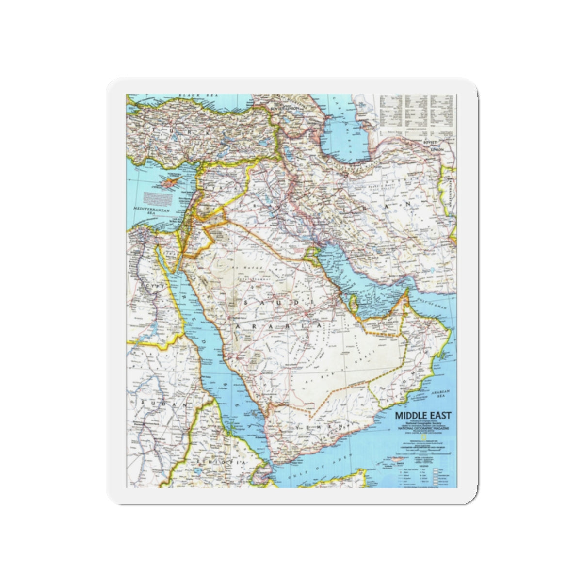 Middle East (1991) (Map) Refrigerator Magnet-2" x 2"-The Sticker Space