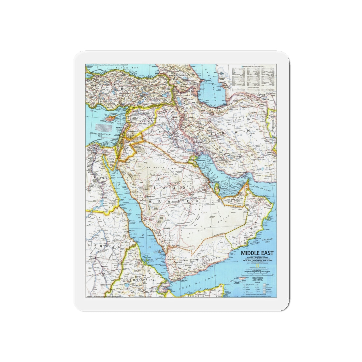 Middle East (1991) (Map) Refrigerator Magnet-4" x 4"-The Sticker Space