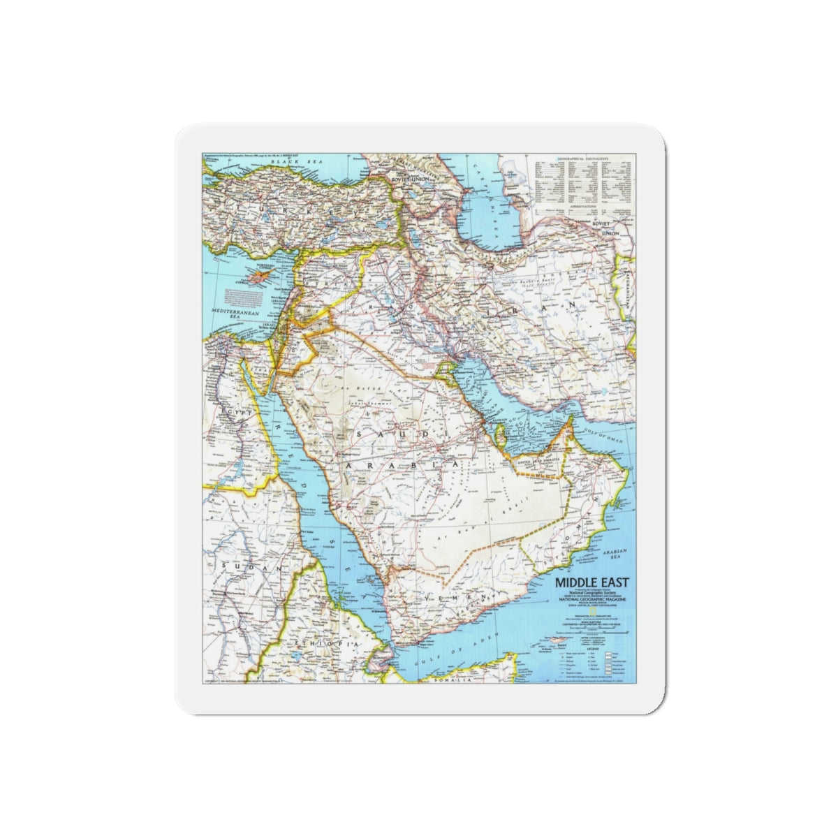 Middle East (1991) (Map) Refrigerator Magnet-5" x 5"-The Sticker Space