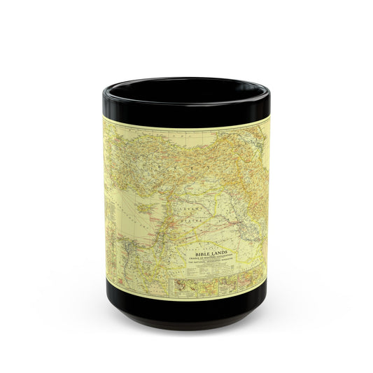 Middle East - Bible Lands and the Cradle of Western Civilization (1938) (Map) Black Coffee Mug-15oz-The Sticker Space