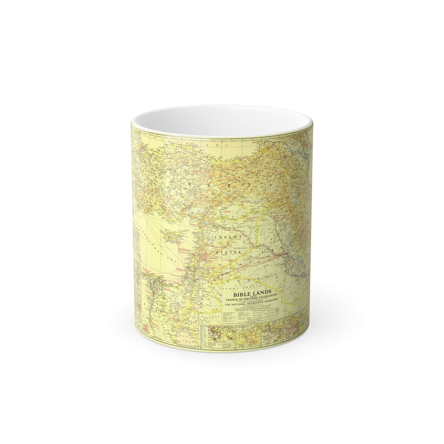 Middle East - Bible Lands and the Cradle of Western Civilization (1938) (Map) Color Changing Mug 11oz-11oz-The Sticker Space