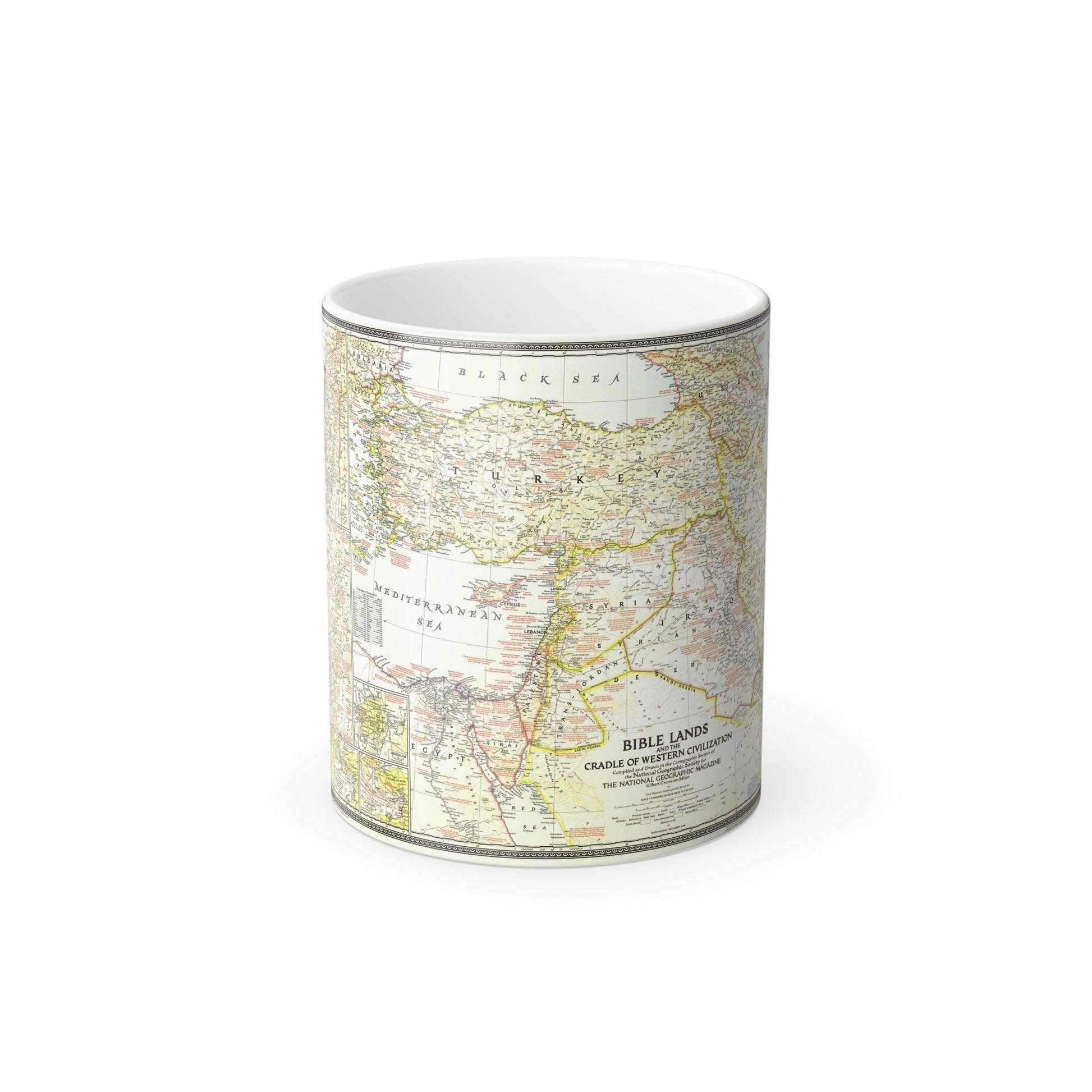 Middle East - Bible Lands and the Cradle of Western Civilization (1946) (Map) Color Changing Mug 11oz-11oz-The Sticker Space