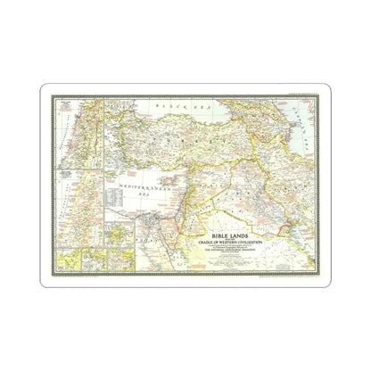 Middle East - Bible Lands and the Cradle of Western Civilization (1946) (Map) STICKER Vinyl Kiss-Cut Decal 4 Inch White - The Sticker Space
