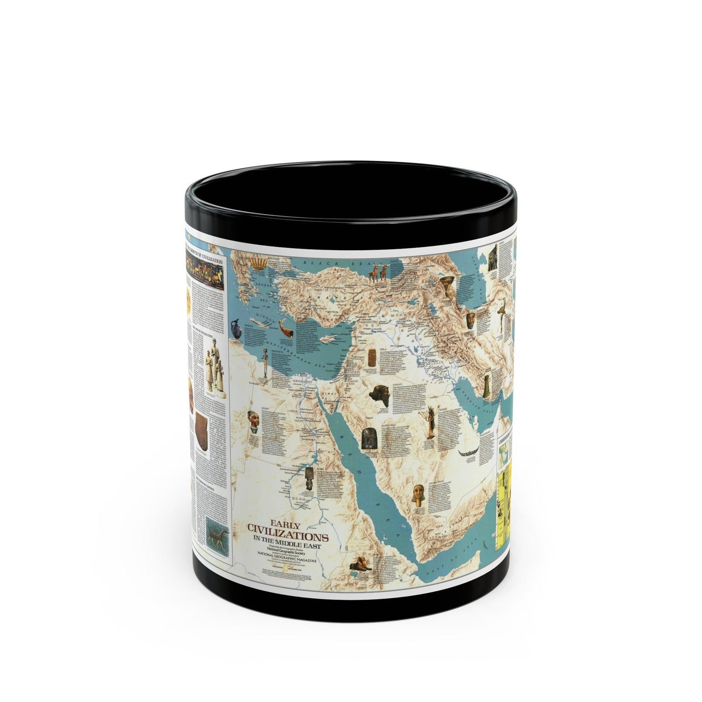 Middle East - Early Civilizations (1978) (Map) Black Coffee Mug-11oz-The Sticker Space