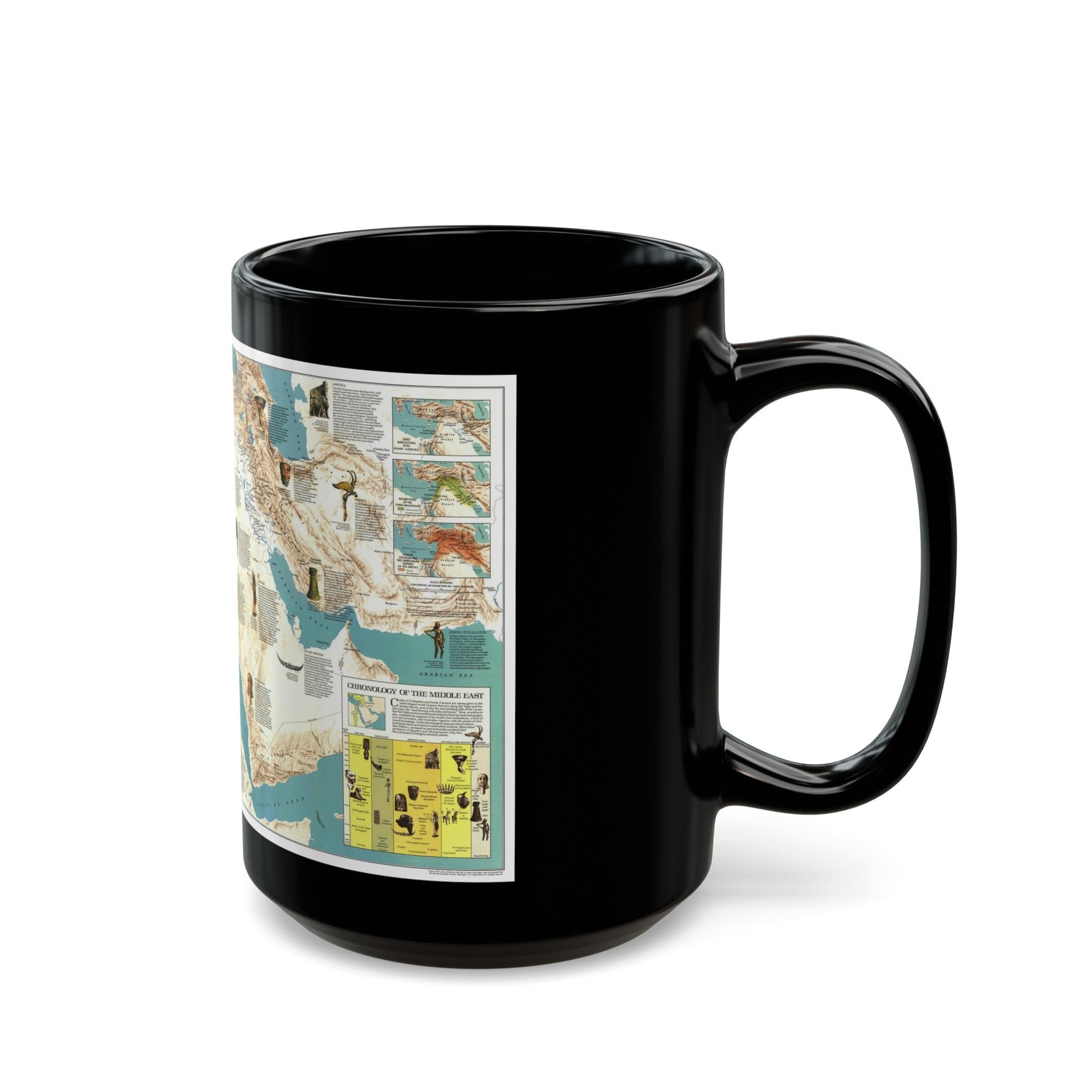 Middle East - Early Civilizations (1978) (Map) Black Coffee Mug-The Sticker Space