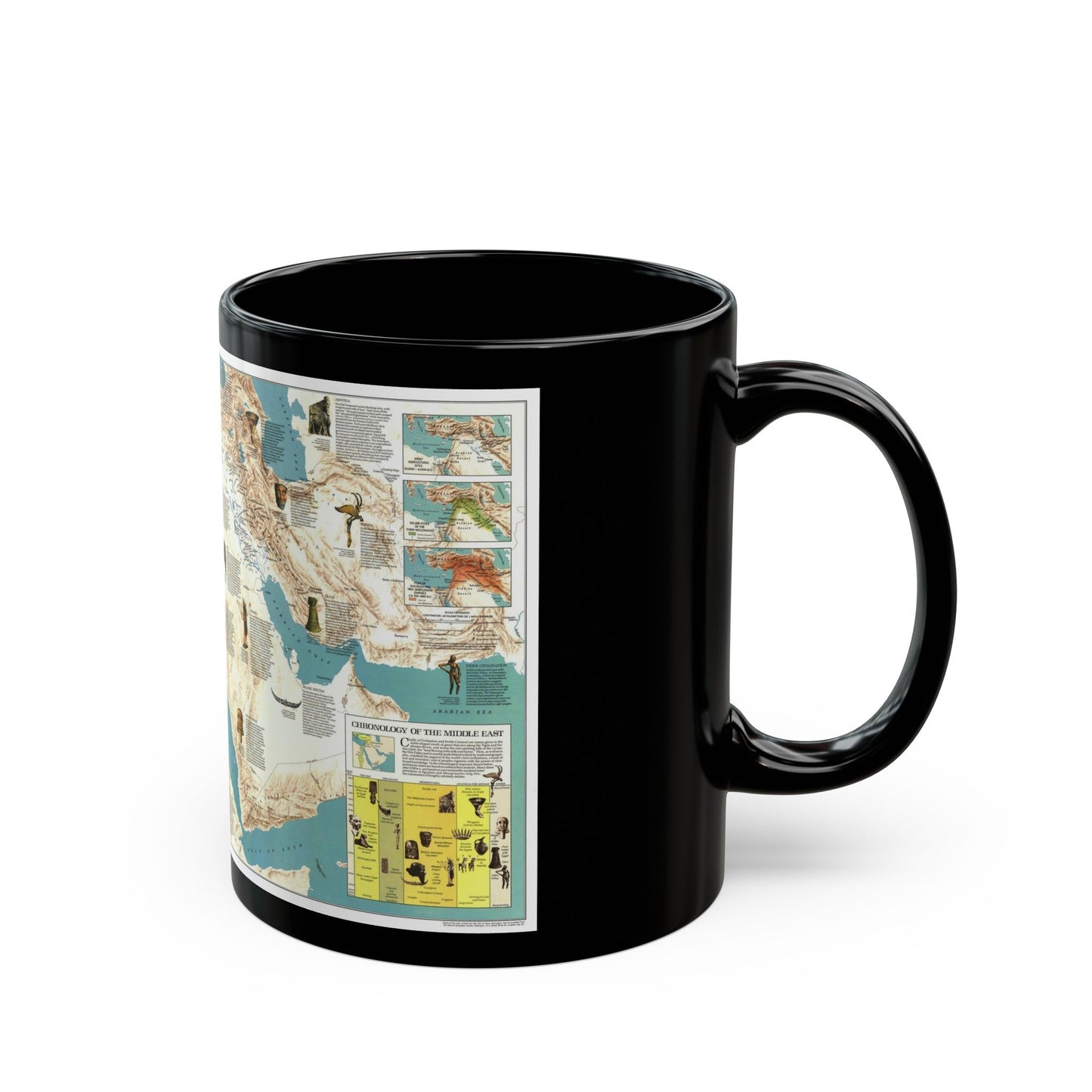 Middle East - Early Civilizations (1978) (Map) Black Coffee Mug-The Sticker Space