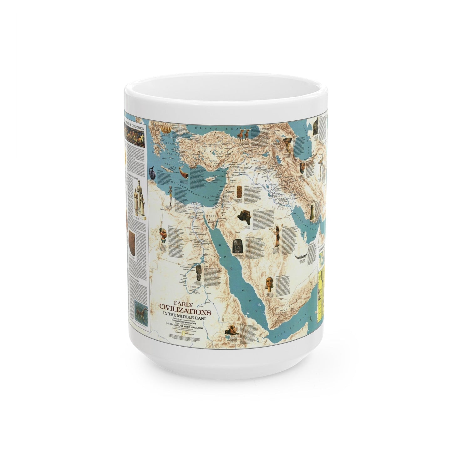 Middle East - Early Civilizations (1978) (Map) White Coffee Mug-15oz-The Sticker Space