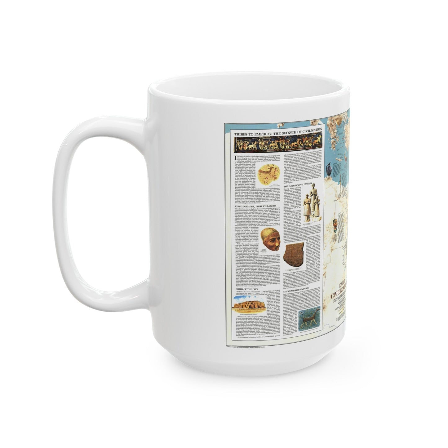 Middle East - Early Civilizations (1978) (Map) White Coffee Mug-The Sticker Space