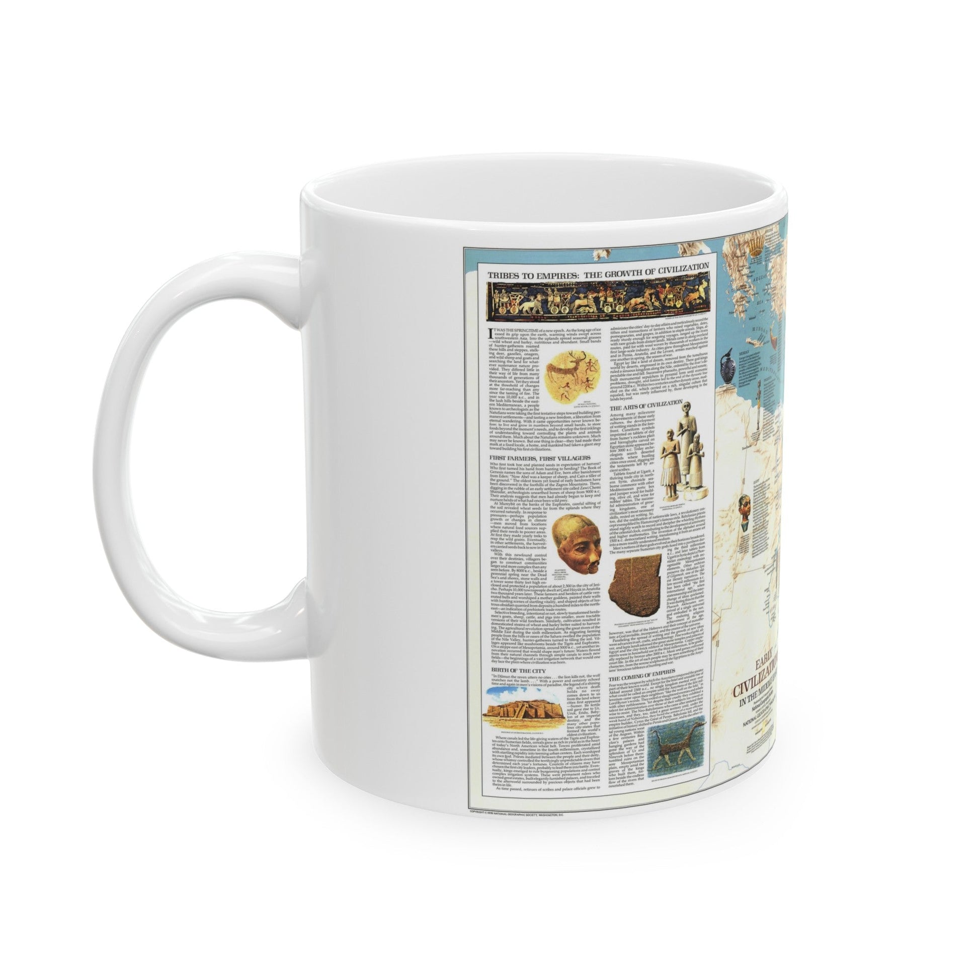 Middle East - Early Civilizations (1978) (Map) White Coffee Mug-The Sticker Space