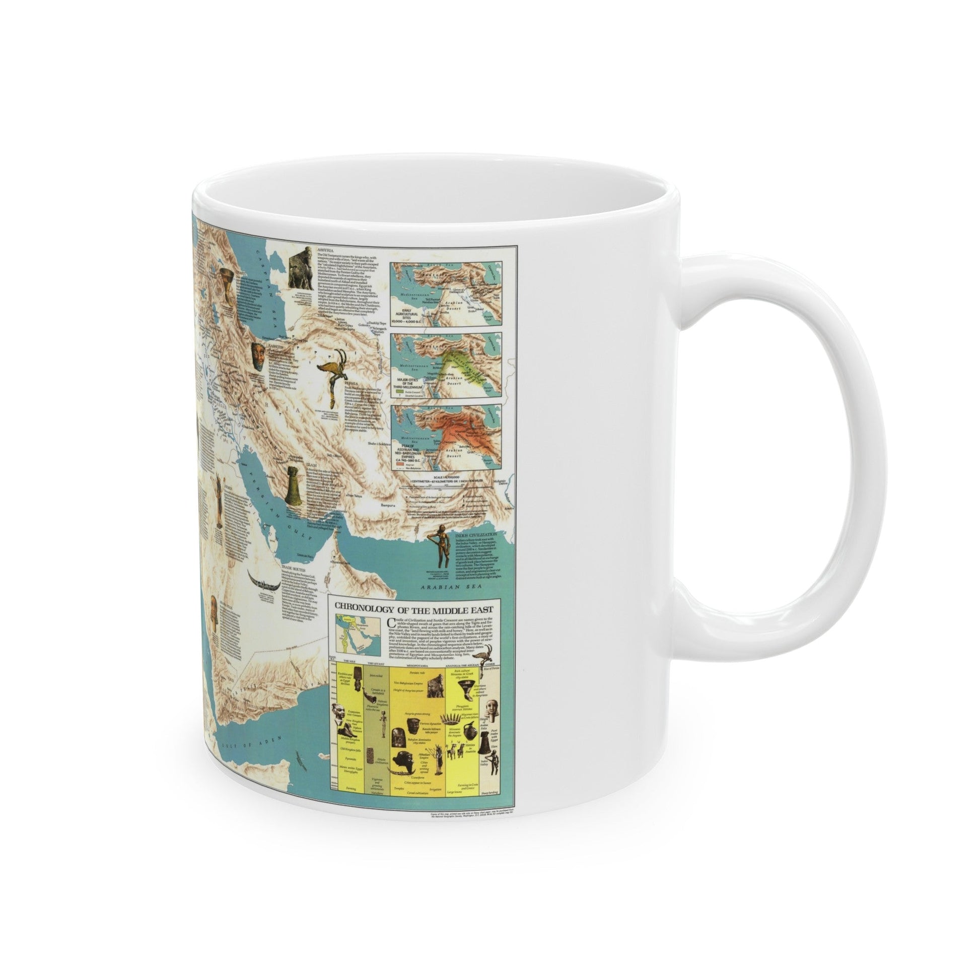 Middle East - Early Civilizations (1978) (Map) White Coffee Mug-The Sticker Space