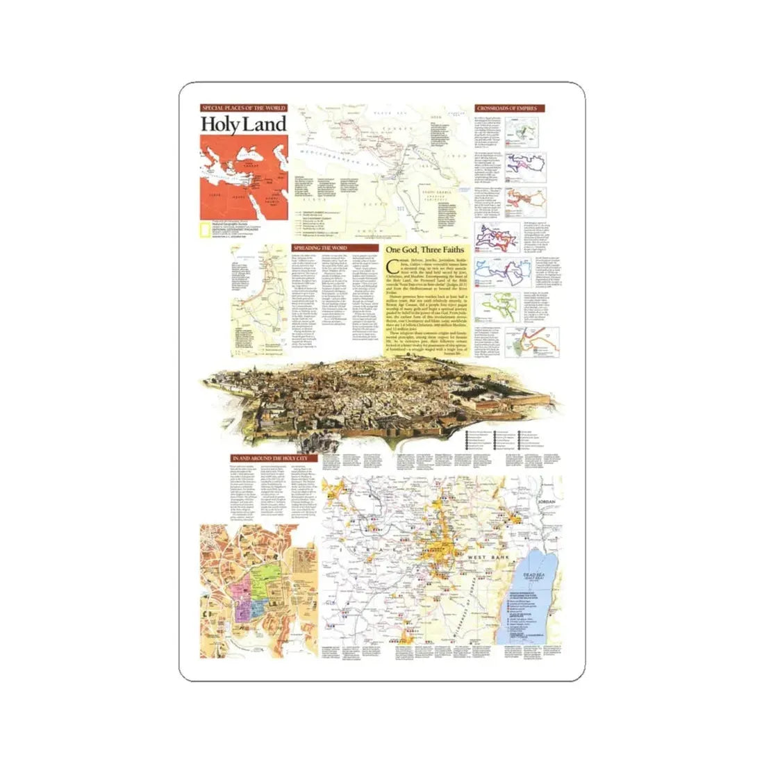 Middle East - Holy Land 2 (1989) (Map) STICKER Vinyl Kiss-Cut Decal 4 Inch White - The Sticker Space