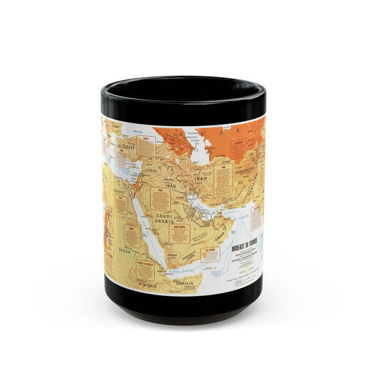 Middle East in Turmoil (1980) (Map) Black Coffee Mug-15oz-The Sticker Space