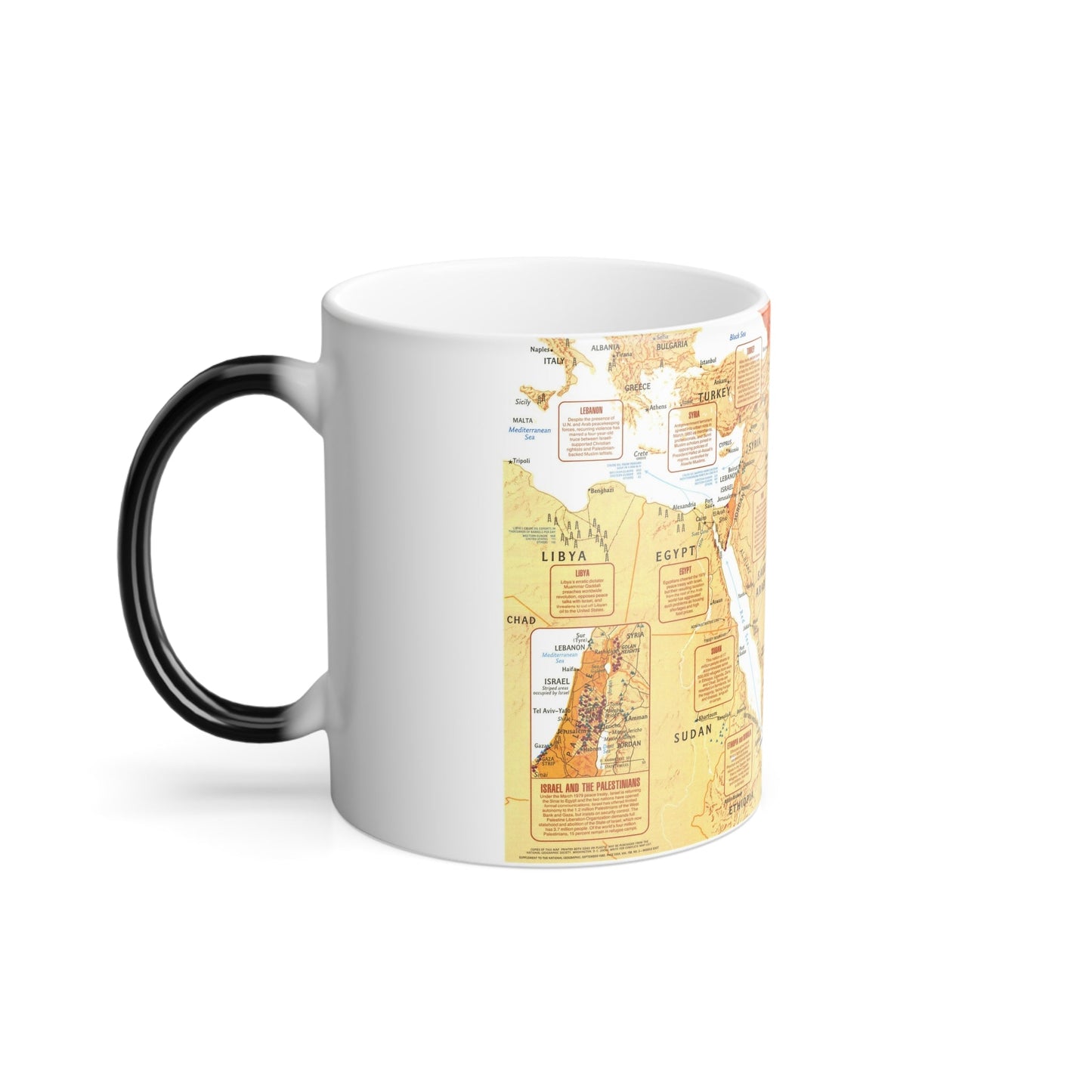 Middle East in Turmoil (1980) (Map) Color Changing Mug 11oz-11oz-The Sticker Space