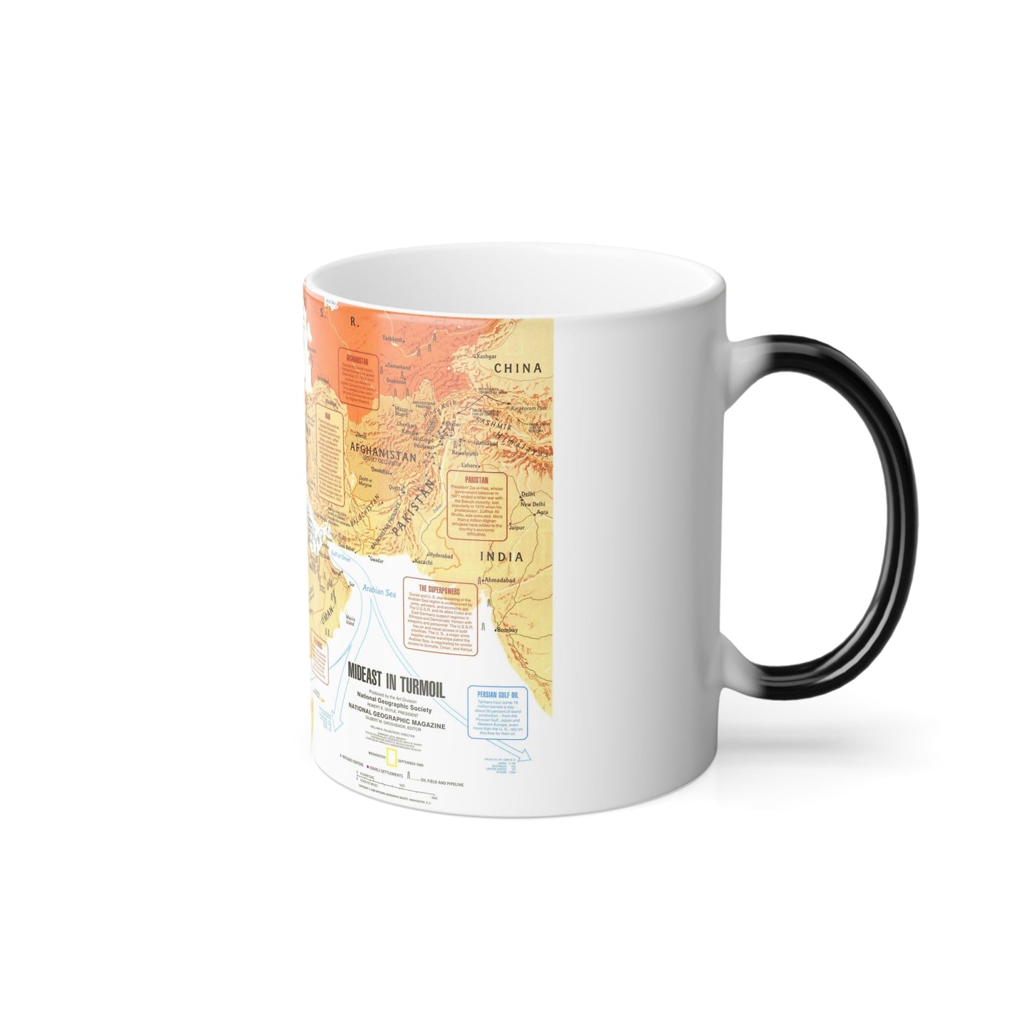 Middle East in Turmoil (1980) (Map) Color Changing Mug 11oz-11oz-The Sticker Space