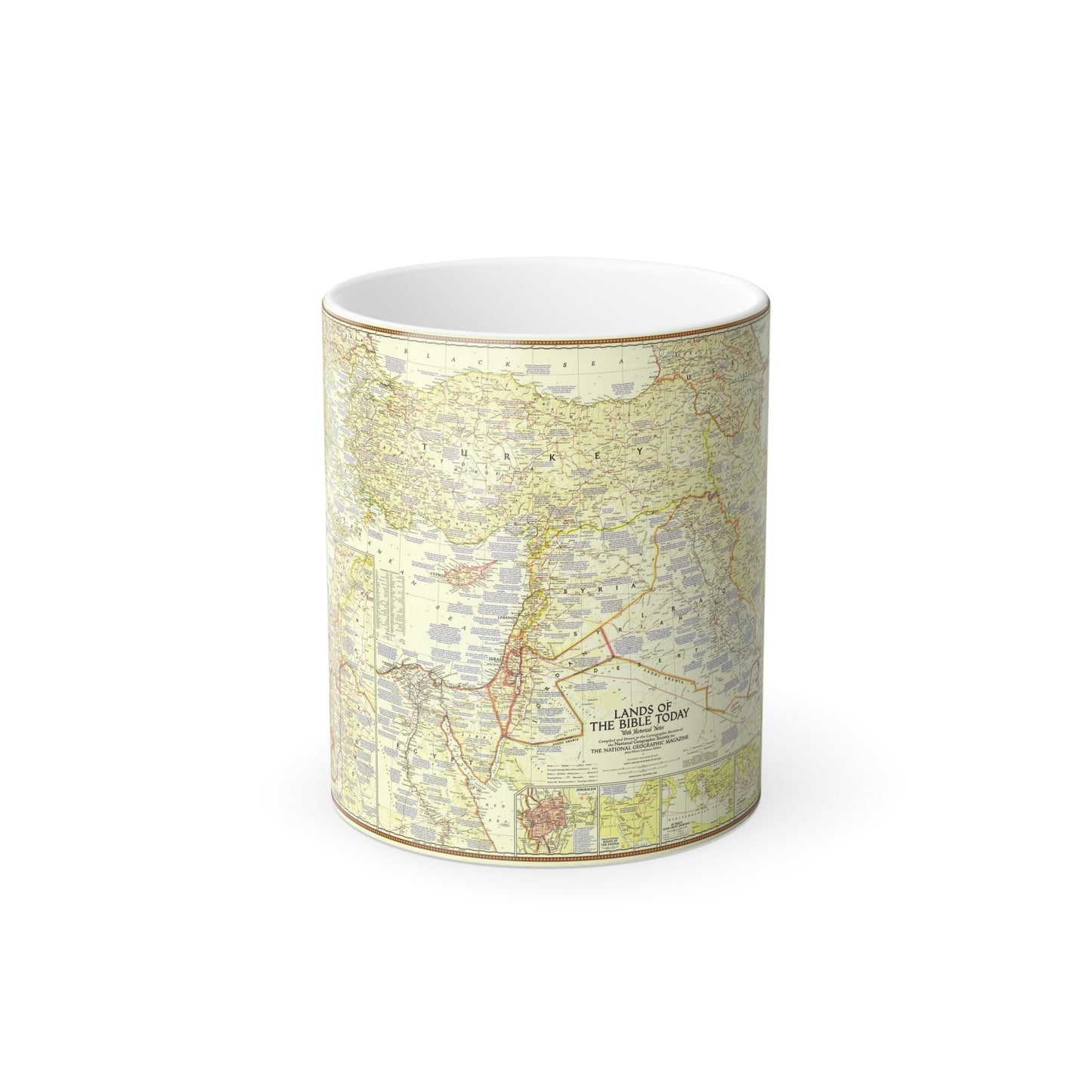 Middle East - Lands of the Bible Today (1956) (Map) Color Changing Mug 11oz-11oz-The Sticker Space