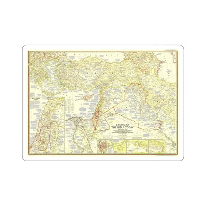 Middle East - Lands of the Bible Today (1956) (Map) STICKER Vinyl Kiss-Cut Decal 3 Inch White - The Sticker Space