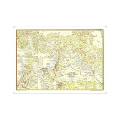 Middle East - Lands of the Bible Today (1956) (Map) STICKER Vinyl Kiss-Cut Decal 4 Inch White - The Sticker Space