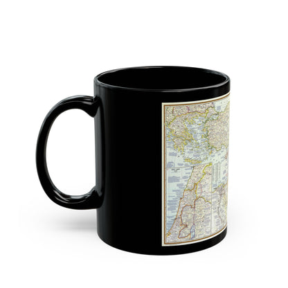 Middle East - Lands of the Bible Today (1967) (Map) Black Coffee Mug-The Sticker Space