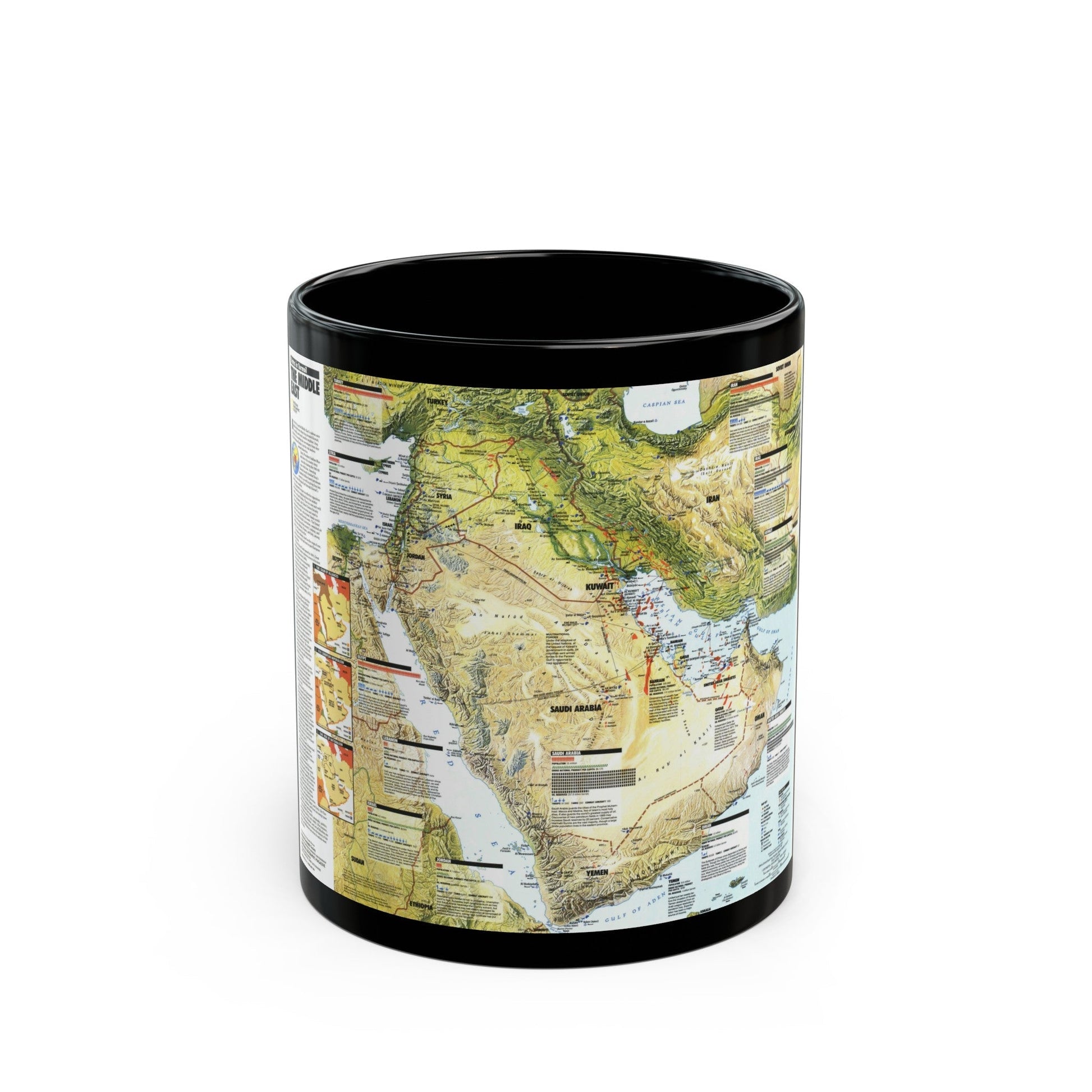 Middle East - States in Turmoil (1991) (Map) Black Coffee Mug-11oz-The Sticker Space