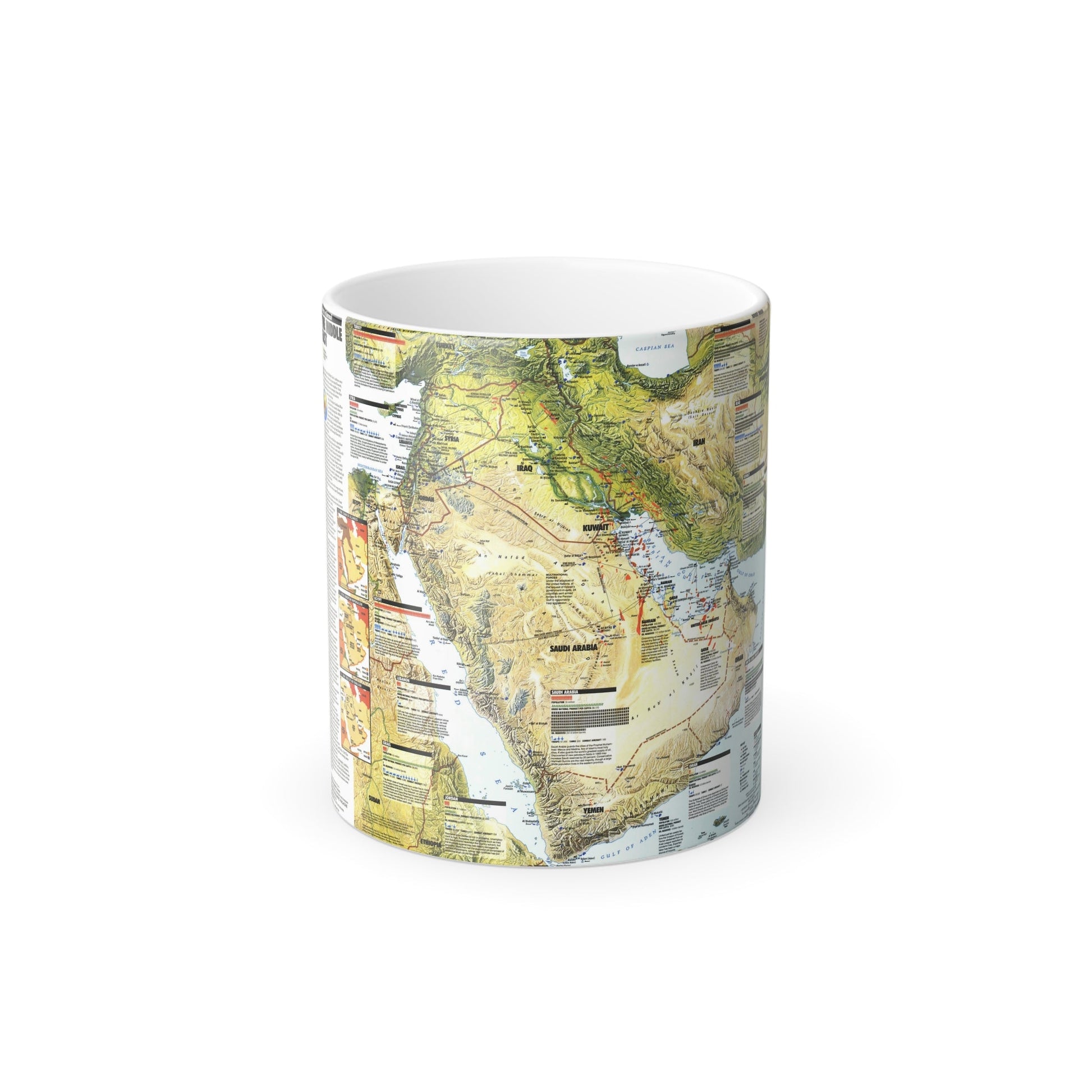 Middle East - States in Turmoil (1991) (Map) Color Changing Mug 11oz-11oz-The Sticker Space