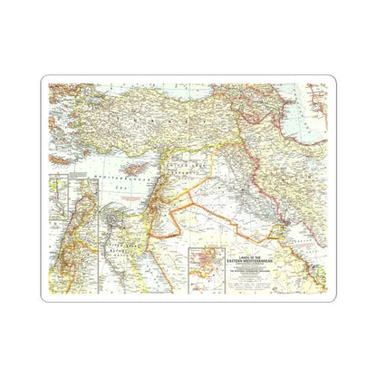 Middle East - The Eastern Mediterranean (1959) (Map) STICKER Vinyl Kiss-Cut Decal 3 Inch White - The Sticker Space