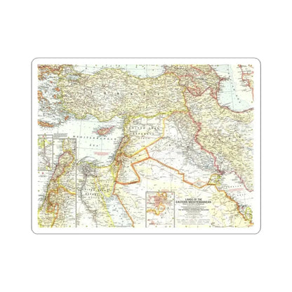 Middle East - The Eastern Mediterranean (1959) (Map) STICKER Vinyl Kiss-Cut Decal 6 Inch White - The Sticker Space