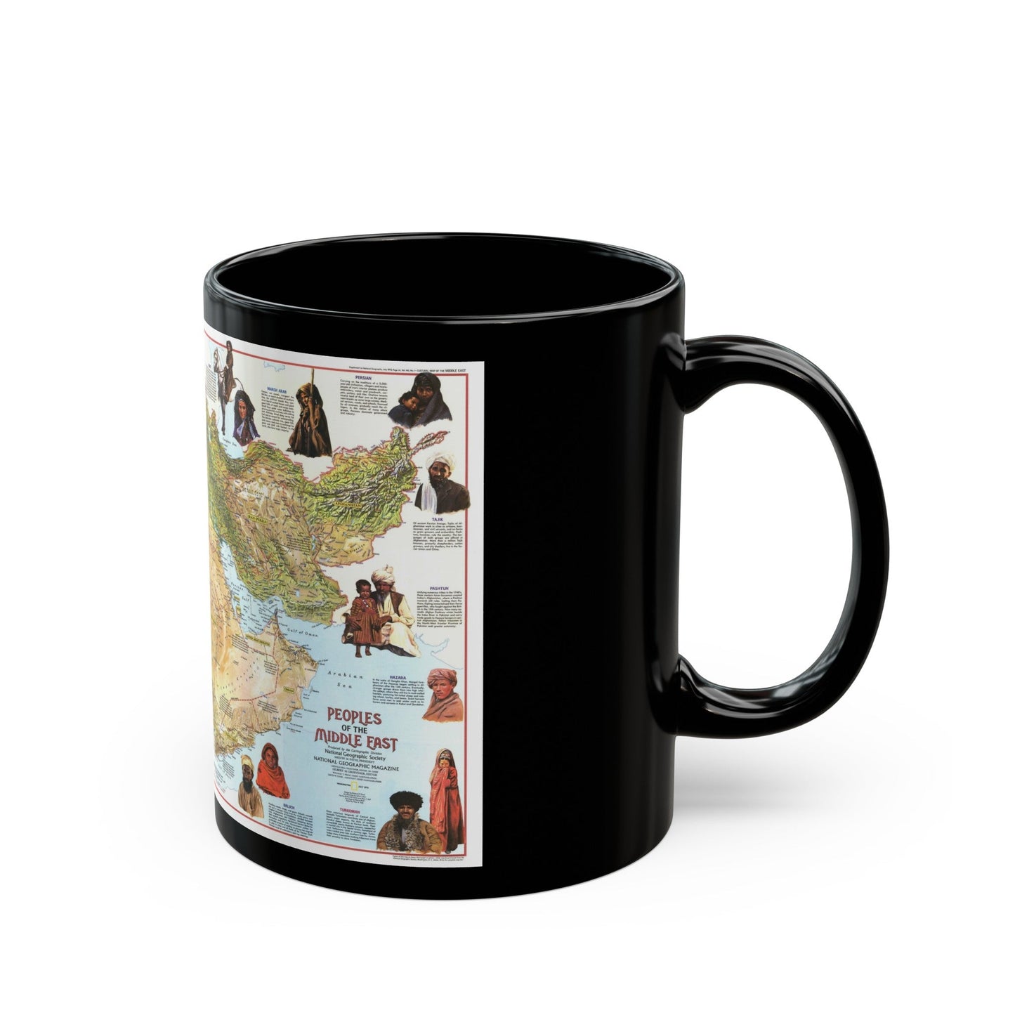 Middle East - The Peoples 1 (1972) (Map) Black Coffee Mug-The Sticker Space